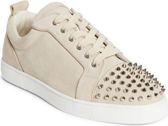 Christian Louboutin Louis Junior Spikes Orlato Sneaker in Beige/Silver at Nordstrom, Size 11.5Us