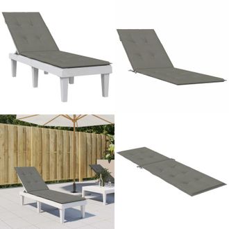 vidaXL Cuscino per Sdraio Grigio Scuro M&eacute;lange (75+105) x 50 x 4 Tessuto - Cuscino da patio - Cuscino per seduta