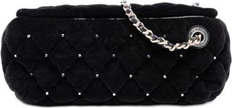 Chanel Pre-owned Quilted Velvet Clutch - Dames - Vintage Clutch - Zwart - ONE Size - Leer - Vintage