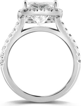 Pompeii3 Certified 3.80Ct Princess Cut Halo Diamond Engagement Ring 14k White Gold