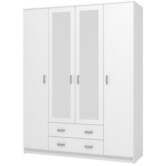 Dmora Guardaroba Grande Miazzina, Armadio Camera da Letto 9 Ripiani, Appendiabiti, Apertura Battente e Scorrevole, 160x205h cm Bianco