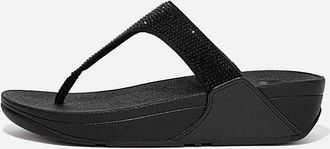 FitFlop Womens Lulu Crystal Embellished Toe-Post Sandal In Black