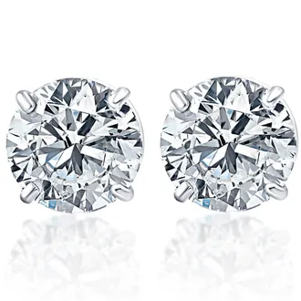 Pompeii3 Platinum 2Ct TW Round Cut Diamond Studs Lab Grown