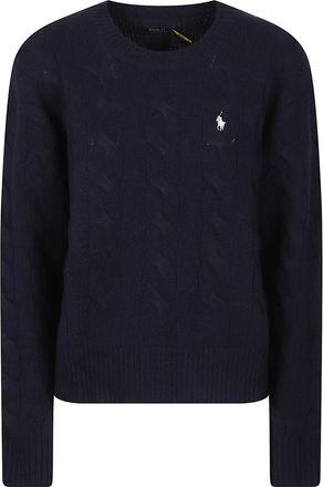 Polo Ralph Lauren Pullover met kabelsteek - Dames - Ronde hals truien - Blauw - M - Katoen - Truien & Vesten