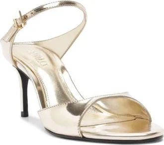 Schutz Lyra Mid Ankle Strap Sandal in Platinum at Nordstrom, Size 8.5
