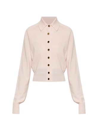 Sportmax Light Pink Lirica Cropped Gold Button Cardigan