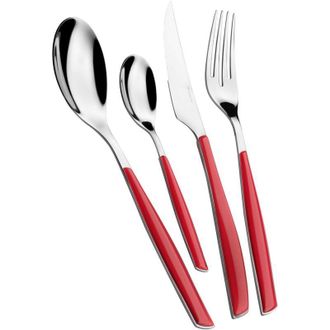 Bugatti Set posate 24 pezzi in scatola regalo con finestra Glamour Rosso Tinta unita Bugatti