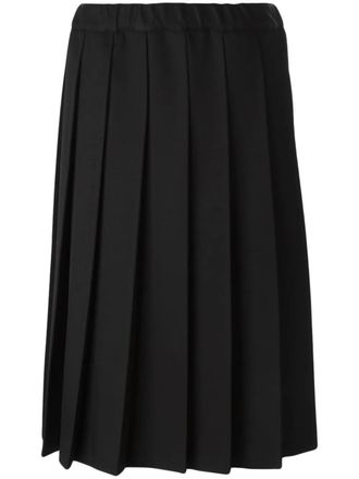 Comme Des Garçons straight pleated skirt - women - Silk/Wool/Polyester - L - Black