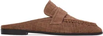 Black Suede Studio Gabby Croc Backless Loafer in Brown Croc Suede at Nordstrom, Size 39