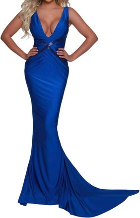 Johnathan Kayne Bead Garland Prom Gown In Royal