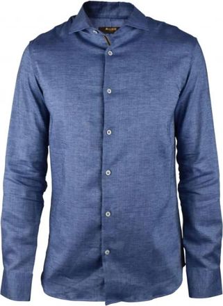 Moorer Overhemden, Heren, Blauw, S, Leer, Sorrento CST Shirt