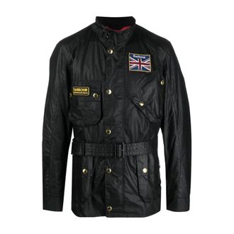 Barbour Light Jackets, male, Black, XL, Union Jack International Wax Jacket