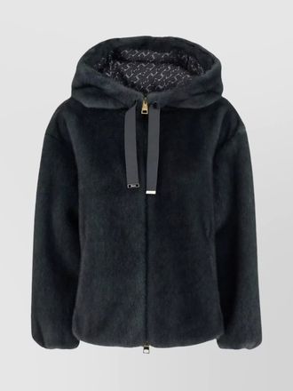 Herno hooded faux fur bomber jacket