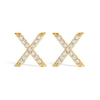 House of Brilliance 10K Gold 1/10 Cttw Diamond Initial A to Z Stud Earring in Yellow Gold | X at Nordstrom
