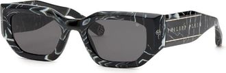 Philipp Plein Ladies Black Geometric Sunglasses SPP066M 0Z21