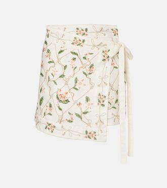 Agua Bendita Luna printed linen beach cover-up
