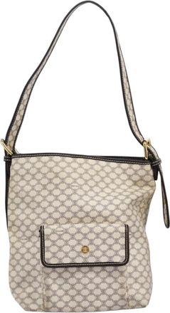 Celine Macadam White Canvas Shoulder Bag (Pre-Owned)
