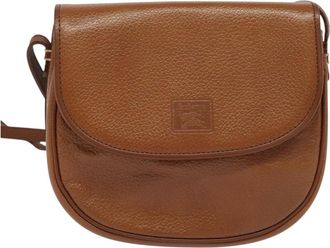 Burberry Nova Check Brown,Gold Leather Shoulder Bag (Pre-Owned)