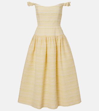 Markarian Vestido midi Georgie de organza en mezcla de algod&oacute;n y lino