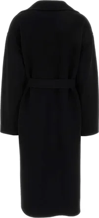 The Row Womens Black Wool Blend Ciara Coat Cappotti
