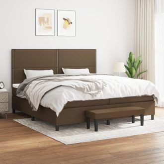 vidaXL Vidaxl - Cama Box Spring Con Colch&oacute;n Tela Marr&oacute;n Oscuro 200x200 Cm