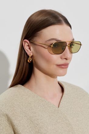 Linda Farrow Arden Sunglasses, Unisex, Gold