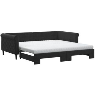 vidaXL Sof&aacute; Cama Nido Con Colch&oacute;n Terciopelo Negro 100x200 Cm Vidaxl