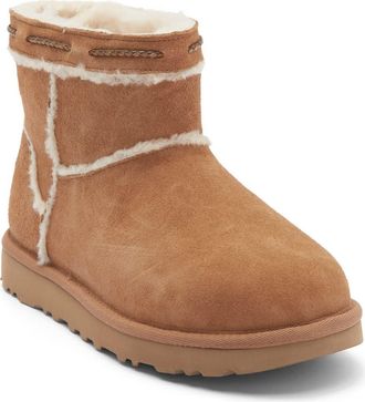 UGG Classic Mini Shearling Braid Trim Boot in Chestnut at Nordstrom Rack, Size 6