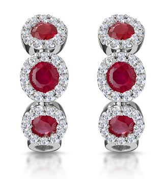 The Diamond Store Ruby and Diamond Trilogy Earrings 18K White Gold - Asteria Collection