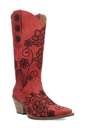 Dingo Swing Floral Embroidery Western Boot in Red at Nordstrom, Size 8.5