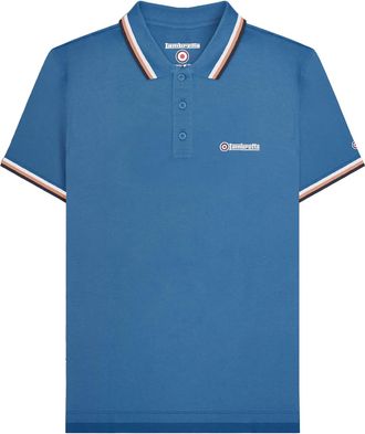 Lambretta Heren SS25 Triple Tipped Groot & Lang Poloshirt (Donkerblauw/Wit/Kurk/Navy)