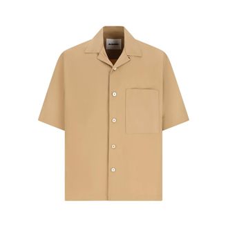 Jil Sander Short Sleeve Shirts, male, Beige, Size: S Patch Pocket Cotton Poplin Shirt