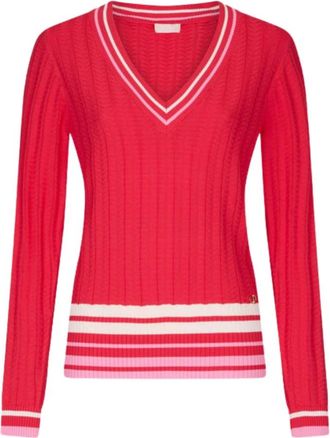 Liu Jo Maglia chiusa M/L - Dames - V-hals truien - Rood - M - Truien & Vesten