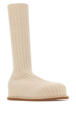 Amina Muaddi Womens Sand Fabric Veneda Boots Beige Stivali