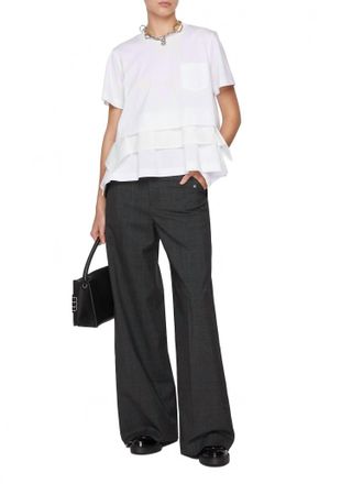 sacai Glen Check Pants In Gray