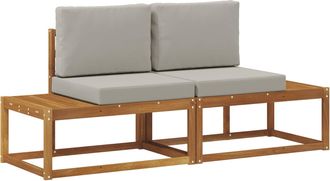 vidaXL Sof&aacute; De Esquina Exterior Con Coj&iacute;n 2 Pieza Gris Natural Y Claro Vidaxl