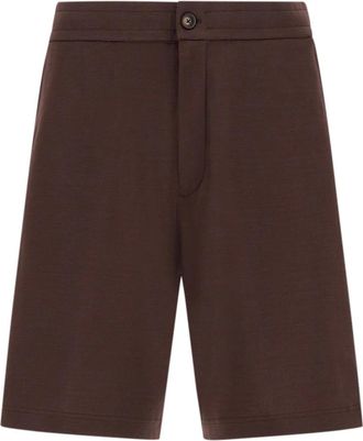 Herno Shorts in Jersey Knit Effect - Heren - Korte Broeken - Bruin - M - Katoen - Korte Broeken
