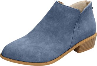 Generic Cowboy Boots for Women UK Retro Heeled Orthopedic Ankle Boots Pointed Toe Leather Flat Short Boot Comfortable Chelsea Booties Shoes