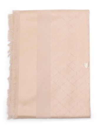 Twin-Set monogram frayed scarf - Neutrals