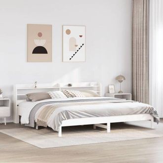 vidaXL Cama Sin Colch&oacute;n Madera Maciza De Pino Blanca 180x200 Cm Vidaxl
