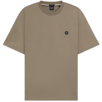 HUGO BOSS Strak zittend T-shirt voor heren met minimalistisch logo (Bruin)