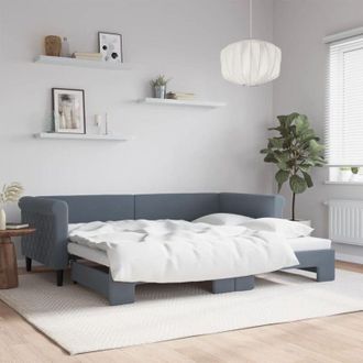 vidaXL Sof&aacute; Cama Nido Terciopelo Gris Oscuro 90x200 Cm Vidaxl