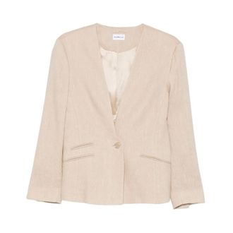 Marella Blazers, female, Beige, Size: XS Linen Blazer