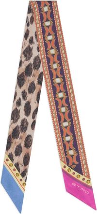 Etro Zijden sjaal met paisley-print en geometrisch patroon - Bruin