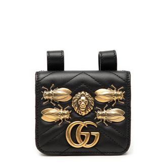 Gucci Black Gold Leather Fanny Pack (Pre-Owned)