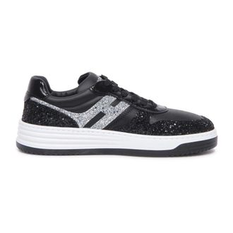 Hogan Sneakers, female, Black, Size: 6 1/2 US Italian Lace-Up Sneakers with Memory Foam