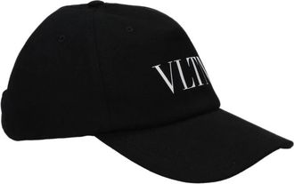 Valentino Garavani Zwarte Katoenen Logo Hoed met Gesp - Heren - Petten - Zwart - ONE Size - Katoen - Accessoires