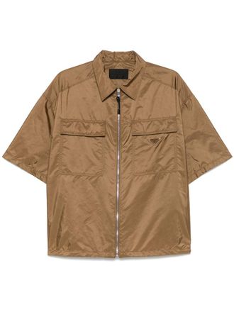 Prada zip-up shirt - men - Recycled Polyamide - M - Brown