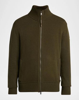 Moncler Men & apos;s Wool and Cashmere Full-Zip Knit Cardigan