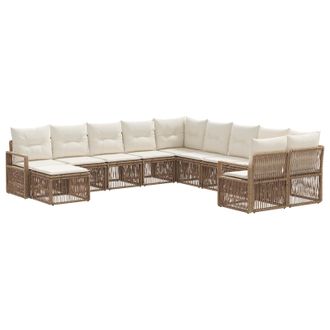 vidaXL Conjunto De Sof&aacute;s De Jard&iacute;n 11 Pcs Beige Rat&aacute;n Sint&eacute;tico Vidaxl